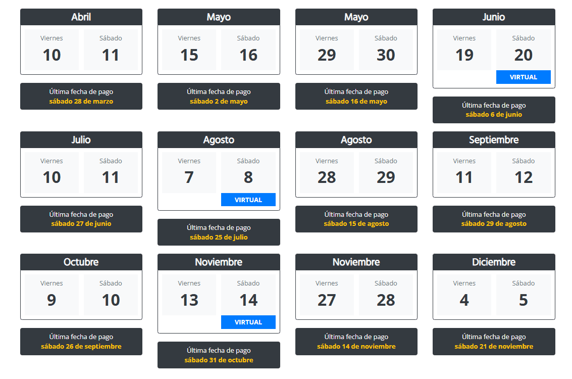 Exámenes de admisión para ingreso 2027